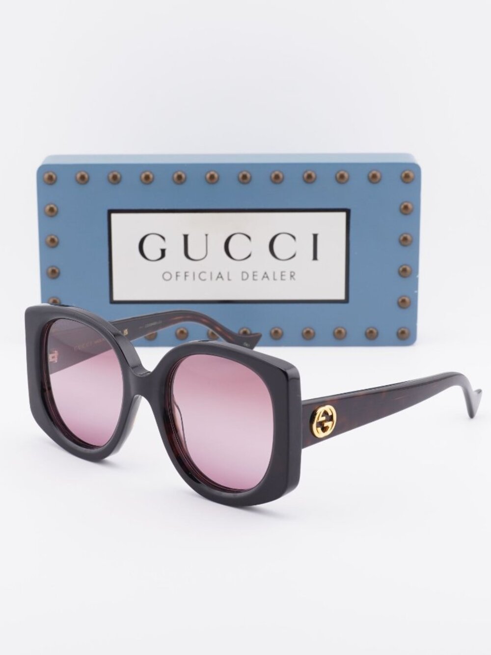 Gucci GG1257S 003 Butterfly Sunglasses - Dark Havana / Gradient Red